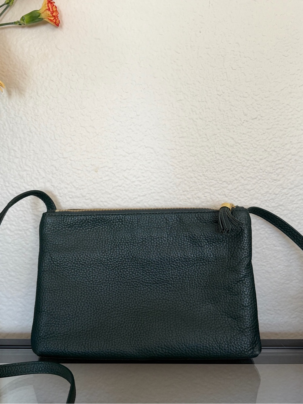 Ted Baker Forest Green Pebbled Leather Crossbody with Tassel - Picture 2 of 6